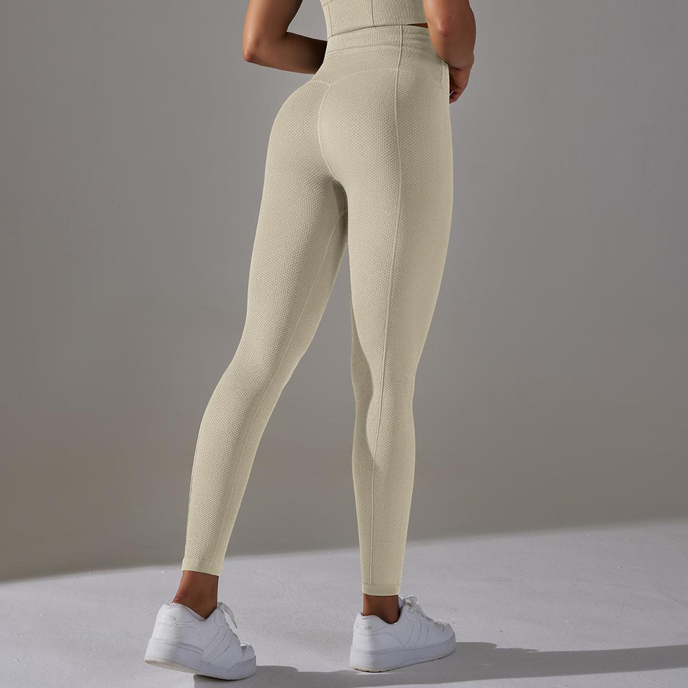 European and american cross-border new seamless five-piece jacquard knit yoga set - high-waisted, butt-lifting leggings, workout outfit