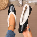 Export square toe fleece-linedthickenedheattech cotton shoes for women winternew arrivalplus size cross-border flatsflatsflats shoes