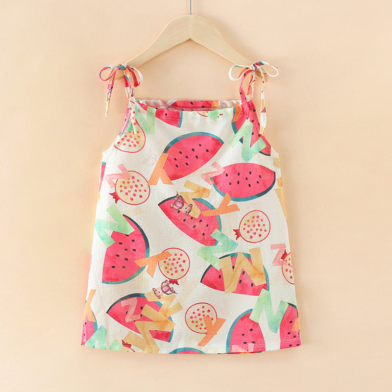 New girls' princess sundress - summer spaghetti strap dress - kids' vest dress - girls' dress for mid-to-large children