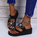 Wholesale in-stock plus size cross-border independent online summer new slip-on bowknot rhinestone sandals women's flip-flops
