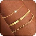 Fashion cross-border new arrival inlaid single zircon open bracelet glossy plain ring tennis chain bracelet multi-piece set of jewelry