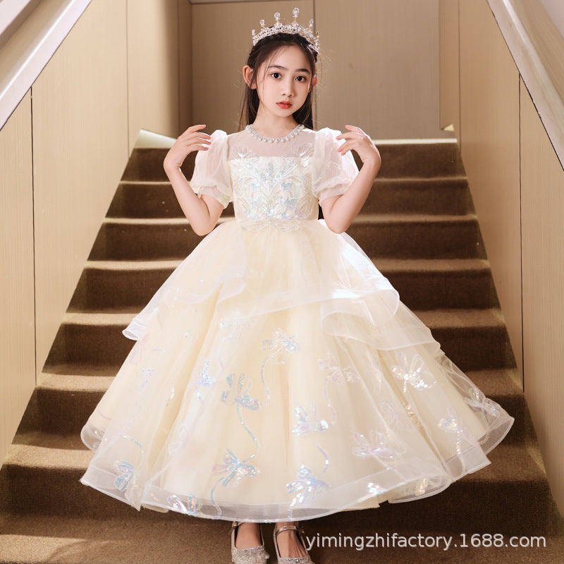 ready-to-ship girls' dresses,  new elegant wedding flower girl princess dresses, children's princess dresses for piano recitals