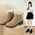 autumn cross-border slimming lookretroplus size short boots for women new arrivalexportbritish style side zipper mid-heeled boots