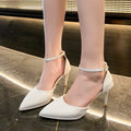 2025 new waterproof platform single shoes women's summer new large size stiletto high heels hollow pointed toe high heel sandals women's