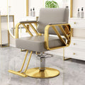 Reinforced armrests light gray leather/electroplated gold disc