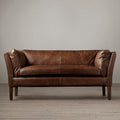 First-layer cowhide sofa, living room, chinese ancient style, small apartment, retro oil wax leather, three-person sofa