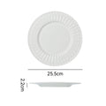 Pure white embossed dinnerware ceramic plate - nordic/american style flat plate, soup plate, fruit plate, hotel & restaurant minimalist style steak plate