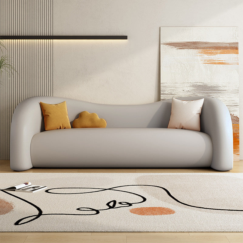 Accessible luxury curved sense of design lazy sofa beauty salon reception rest area bedroom living room fabric leather sofa