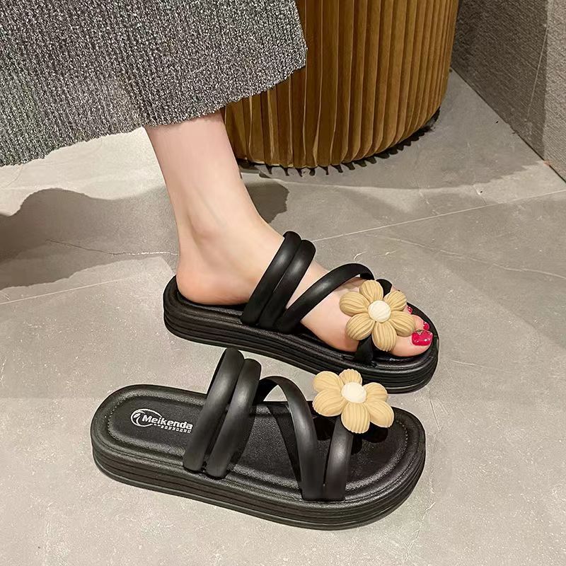 New floral flat sandals - sweet & versatile indoor/outdoor slippers for women - trendy summer princess style