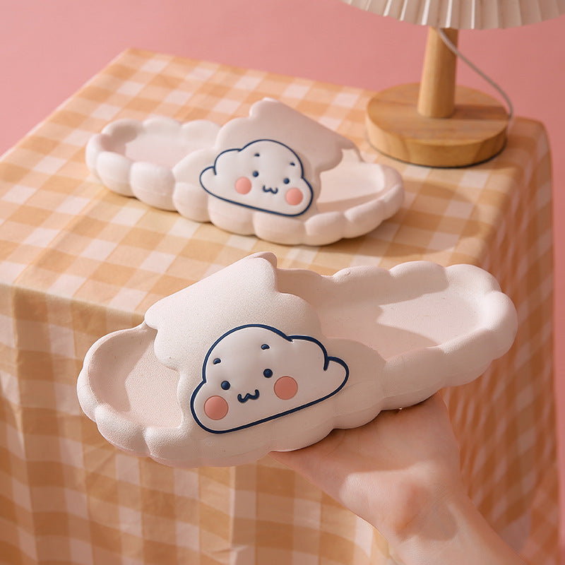 Cute cloud slippers women's summer cute classy indoor home bathroom bath student dormitory stepping on shit feeling