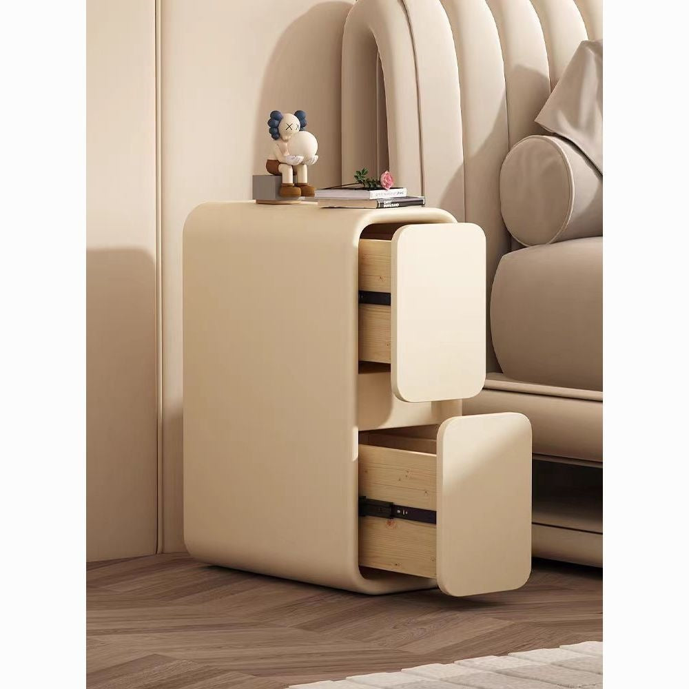 Cream bedside table, light luxury french solid wood, small, ultra-narrow, 20cm mini modern simple bedside