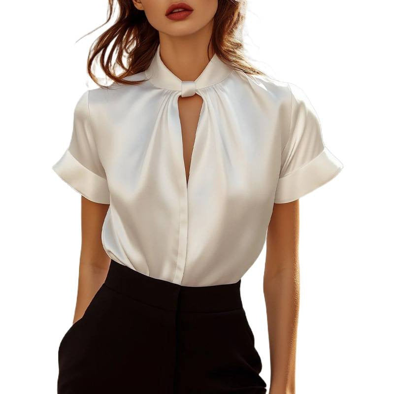 Shipped: bestselling satin short-sleeve top/shirt for independent women's fashion stores