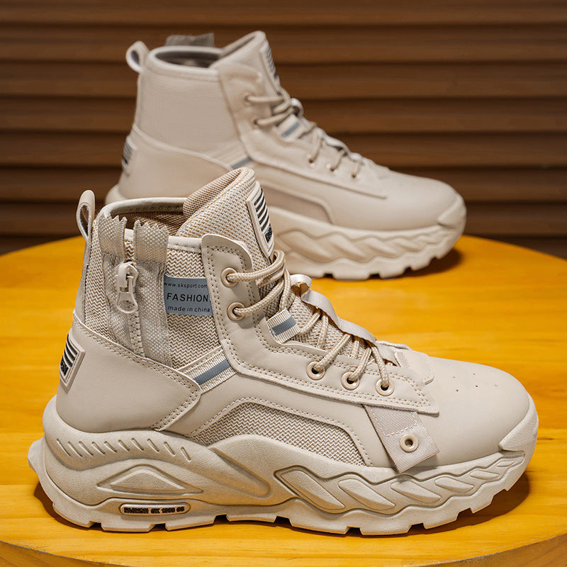 Boots men's shoes spring high-top british style retroworkwear boots thick solewaterproof outdoor hiking desert combat boots