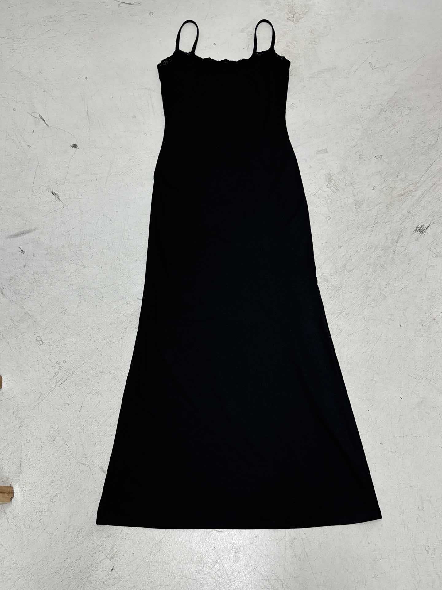 sexy European and American style women's clothing solid color lace splicing casual long dress square neck square neck suspender dress summer