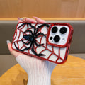 Fashionable 3d hollow electroplated spider design phone case for apple 17 pro max, iphone 13, export quality, 16mm drop protection