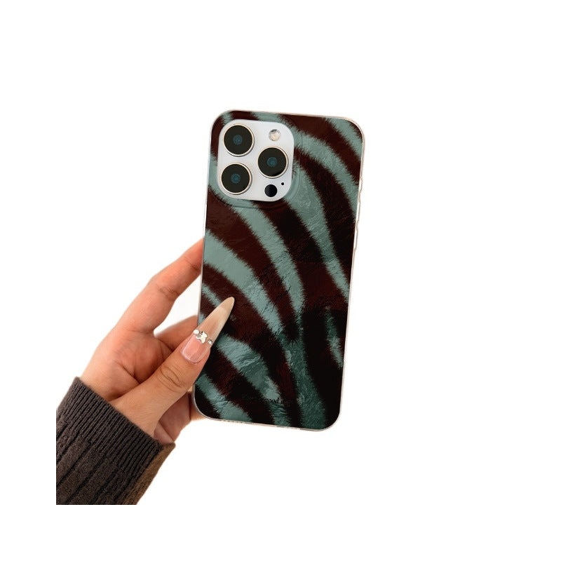 Personalized mint green plush pattern mobile phone case suitable for apple 17promax/16 anti-fall transparent protective case wholesale