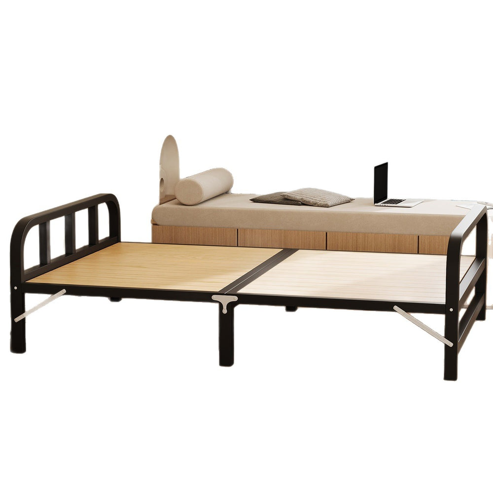 Folding bed - simple, home-use, adult single bed - perfect for rentals, offices, nap time, dorms - iron frame bed