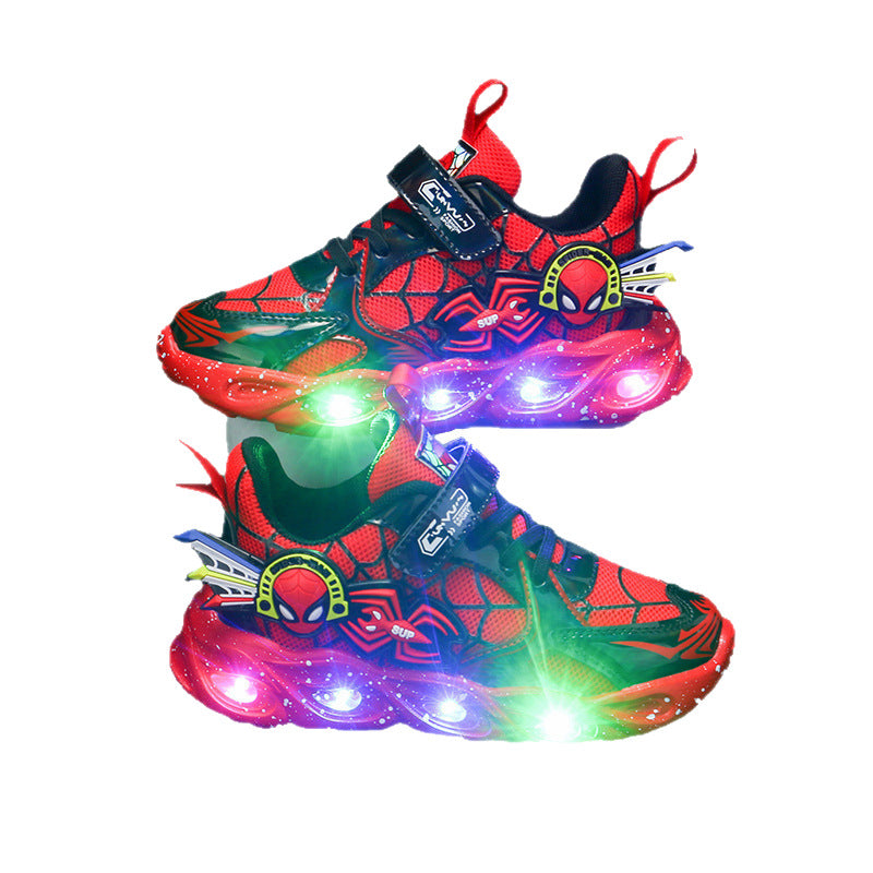 Spider-man kids' light-up shoes - spring/autumn  new collection - boys' waterproof leather sneakers with led lights