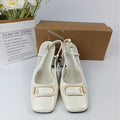 Za2023 autumn new collection: square-toe, g-shaped rhinestone buckle, gold chunky heel, fashionable women's export sandals & high heels