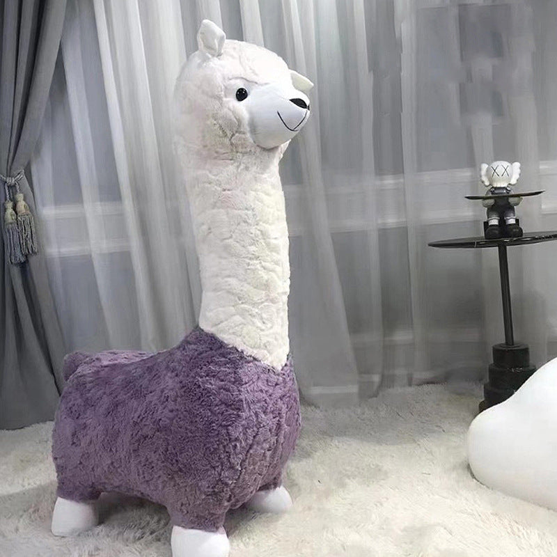 Alpaca chair stuffedkids stool soft stool lazy sofa single casual cartoon doll seat solid wood animal chair