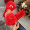 New 2024 women's cotton slippers - autumn/winter indoor/outdoor heart-shaped real fur slippers - warm fuzzy slippers - women's cotton slippers