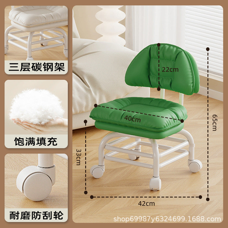 Raised universal wheel, small stool, silent backrest chair, pulley, low stool with baby bench, beautiful seam stool, shoe change household