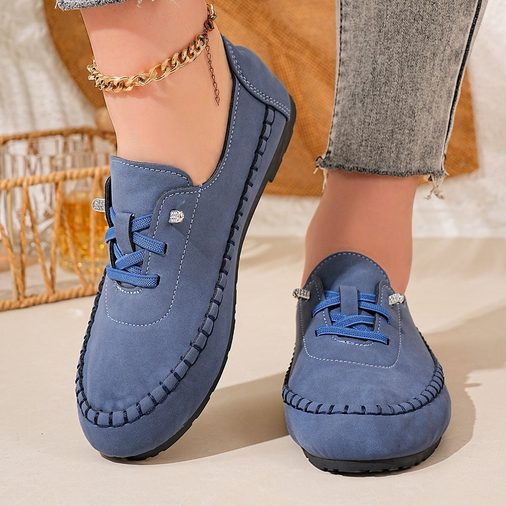 Export  new arrivalflats cross-border plus size soft bottom hand-stitched casual women's slip-on loafers wholesale