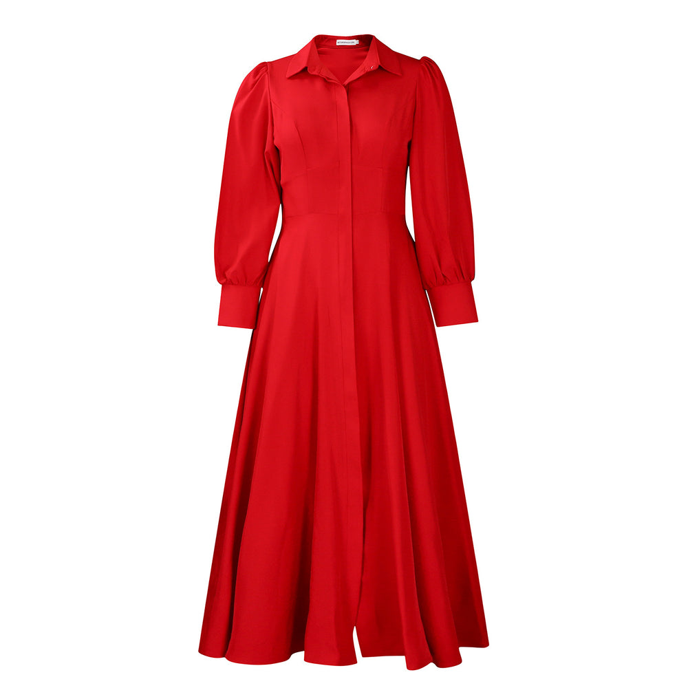 D570  cross-border fashion:  new european and american style elegant long-sleeve shirt dress