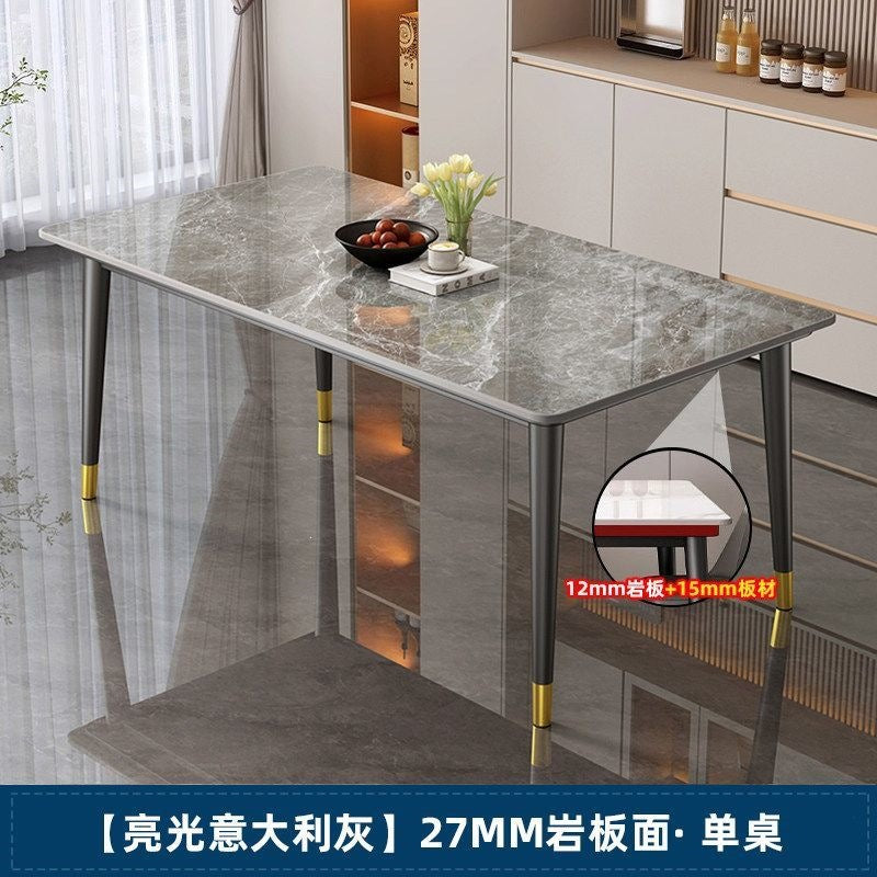Rock slab dining table and chair combination rectangular for home small apartment medieval style modern casual rental house dining table