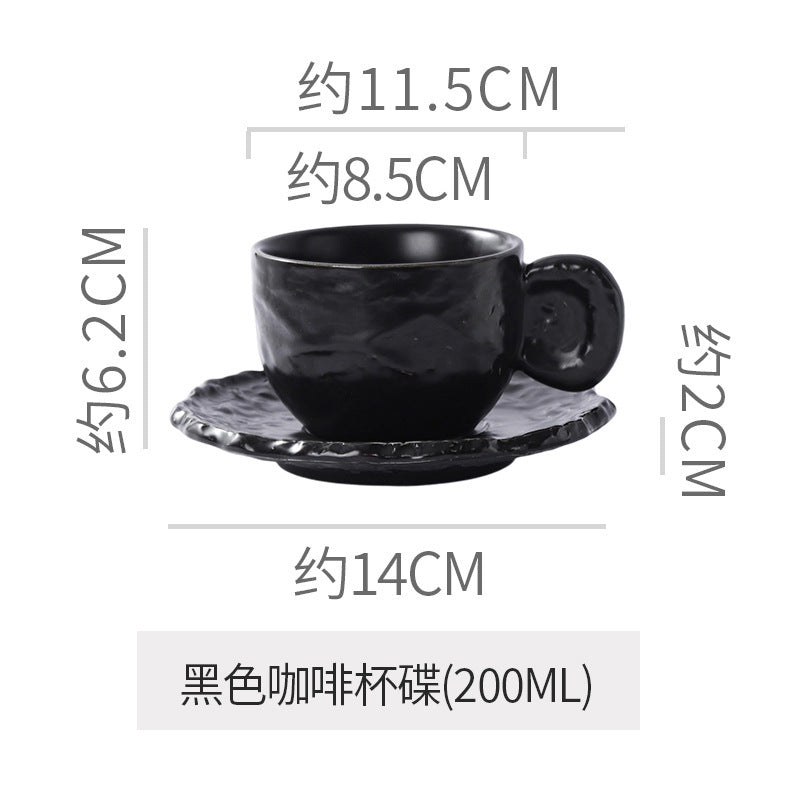 Rock texture minimalist ceramic western dinnerware black and white bowls plates dishes restaurant hotel high-end plating fruit salad bowl