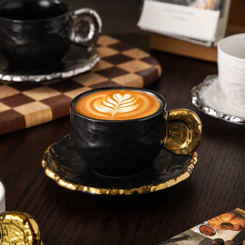 British classy sense ins ceramic relief cup and saucer niche style ceramic latte exquisite afternoon tea milk coffee cup and saucer