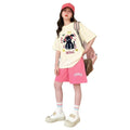 Summer  new girls' cartoon casual short-sleeve student t-shirt, loose-fit girl's outfit, hong kong style top