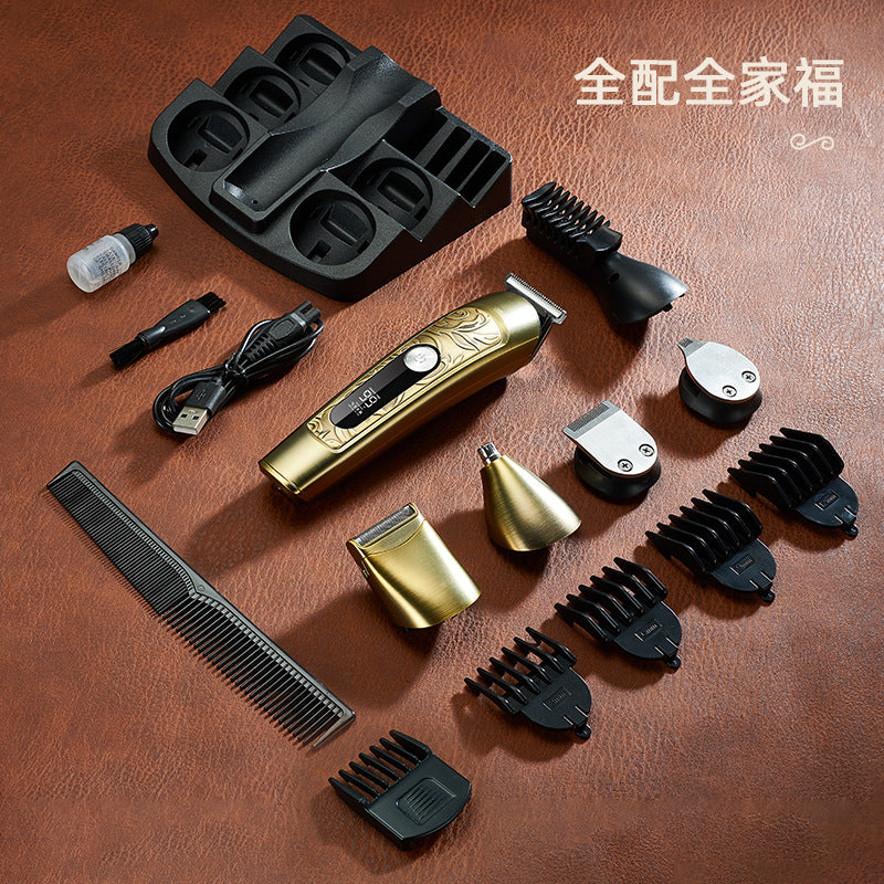 multifunctional 6-in-1 hair clipper with digital display, usb fast charging, salon-grade, home use, full body washable electric hair trimmer