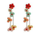 Sakura renewal ~ suitable for spring colorful tassel flower earrings for women, high-end earrings, beautiful dopamine earrings