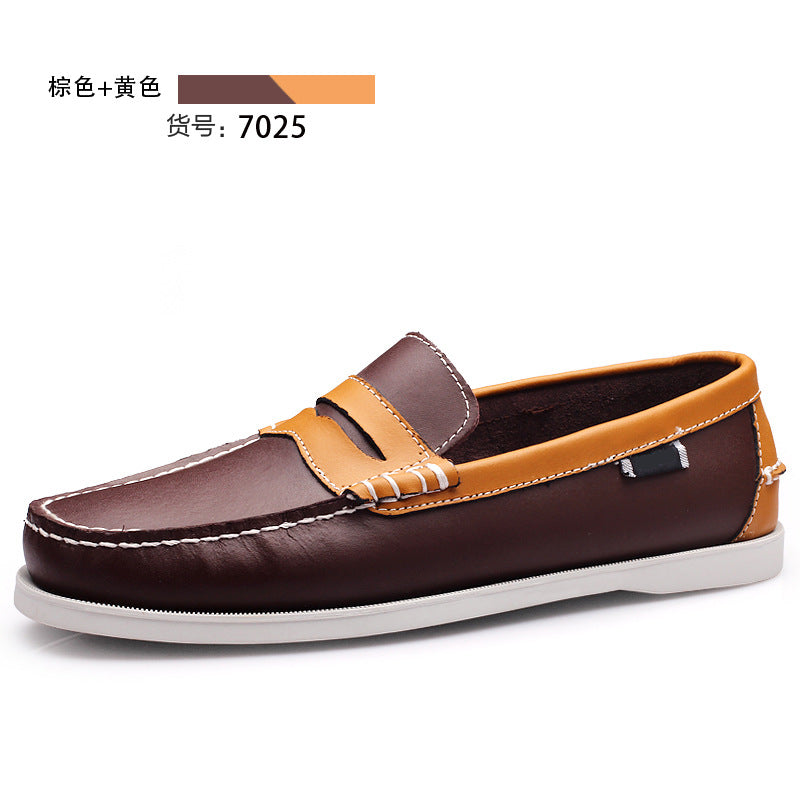 Sailboat shoes men's second-layer cowhide new arrival driving shoes british non-slip flats shoes slip-on low-top men's shoes casual