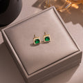 [titanium steel] emerald necklace women's square gemstone pendant earrings versatile high-end cross-border best selling clavicle chain