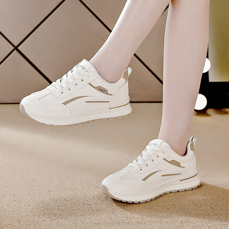 2025 new spring/autumn women's leather casual sneakers - breathable, soft sole, comfortable, non-slip, and wear-resistant