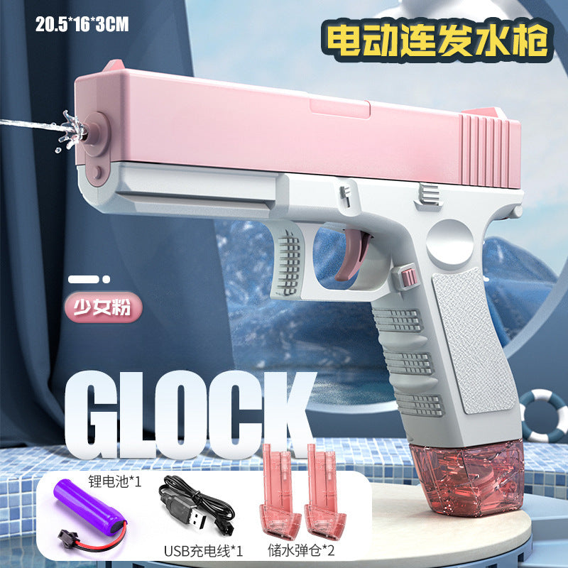 electric glock water gun - automatic, self-priming, high-pressure, continuous fire water blaster for kids' outdoor water fights