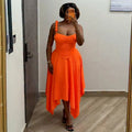European and american women's clothing  spring new sweet and fresh solid color camisole and high-waisted midi skirt two-piece set