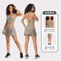 Spring/summer dopamine dressing: pleated tennis skirt & sexy cami yoga tank top workout set for women