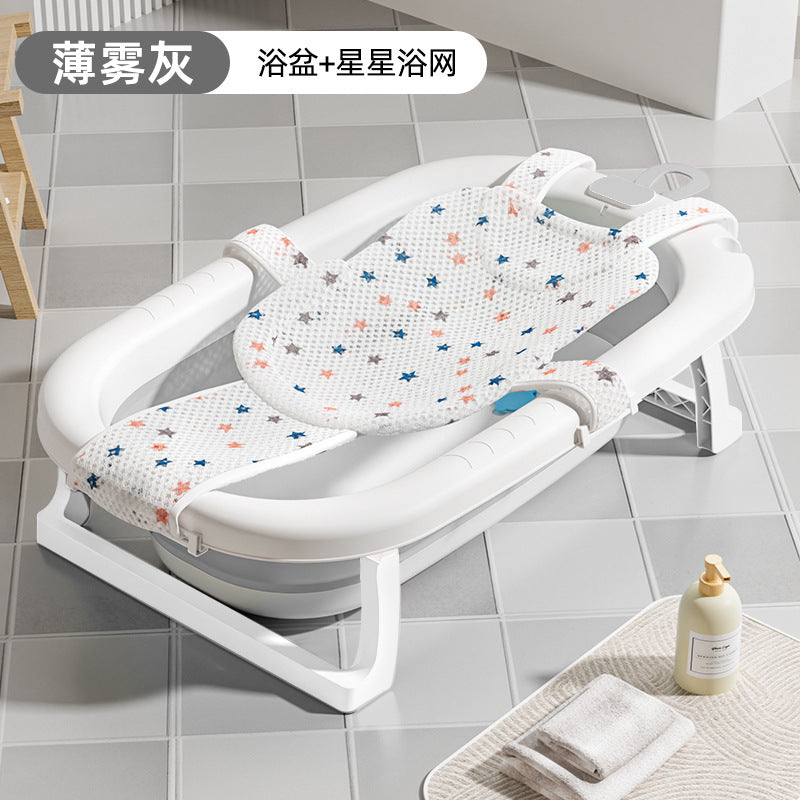 Baby bathtub, infant bathtub, toddler sit-up & recline foldable bath tub, portable home storage for newborn and children's supplies