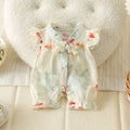 Baby clothes summer fashion chinese style khaki thin one-piece clothes newborn baby one-piece short-sleeved