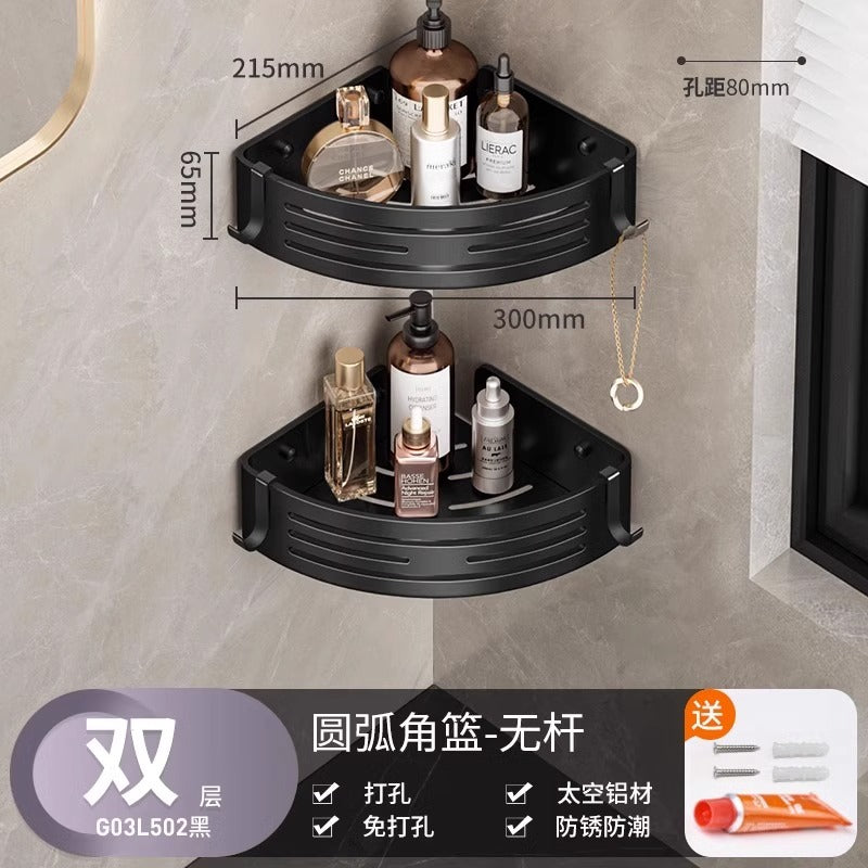 Gun gray bathroom triangle storage rack toilet sink wall hanging storage punch-free bathroom space aluminum corner basket