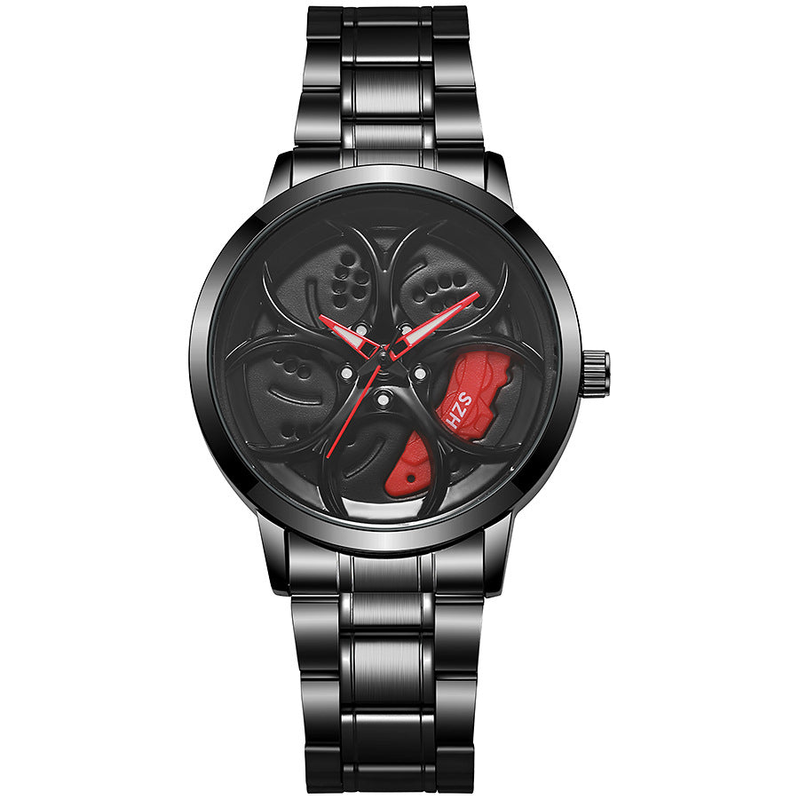 New arrival cool sports car wheel hub watch inner ring can rotate men's wheel style quartz watch fashiontrendy men's watch