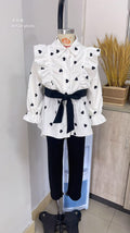 children's wear cross-border autumn new arrivals: girls' fashionable longline shirt dress with belt and leggings set