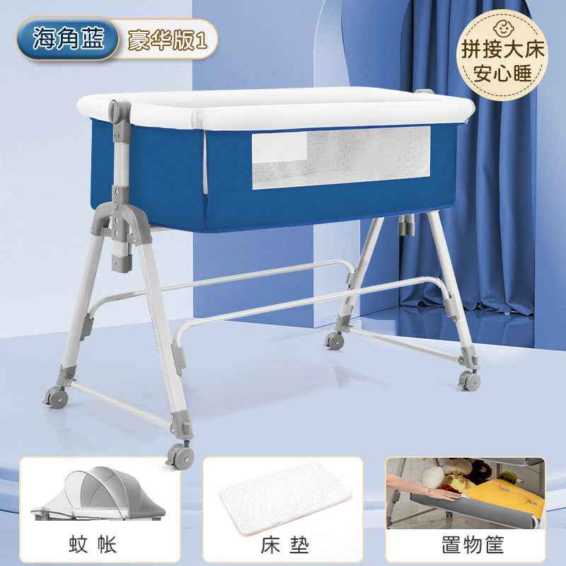 Baby crib baby rocking bed patchwork large bed kids multifunctional foldable adjustable bb newborn toddler cradle bed