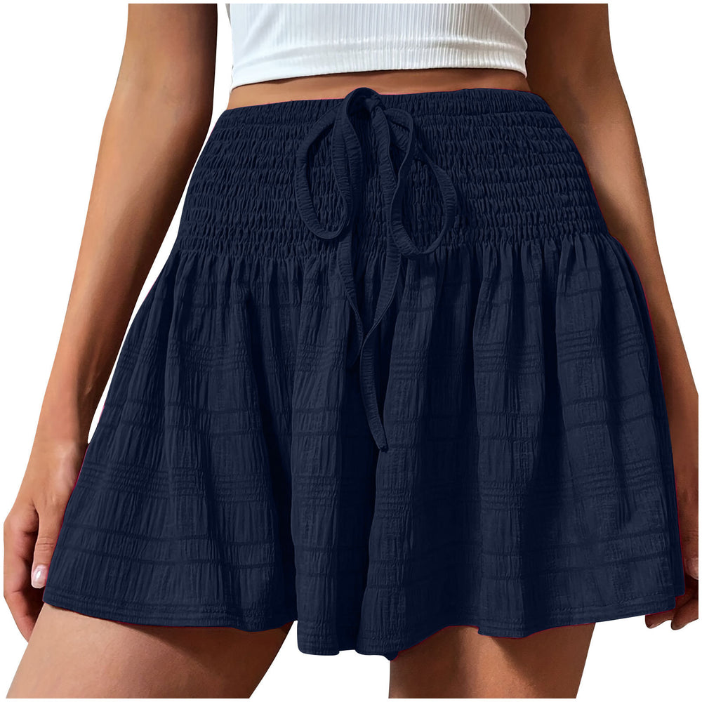 cross-border  european and american women's summer fashion solid color drawstring athletic shorts