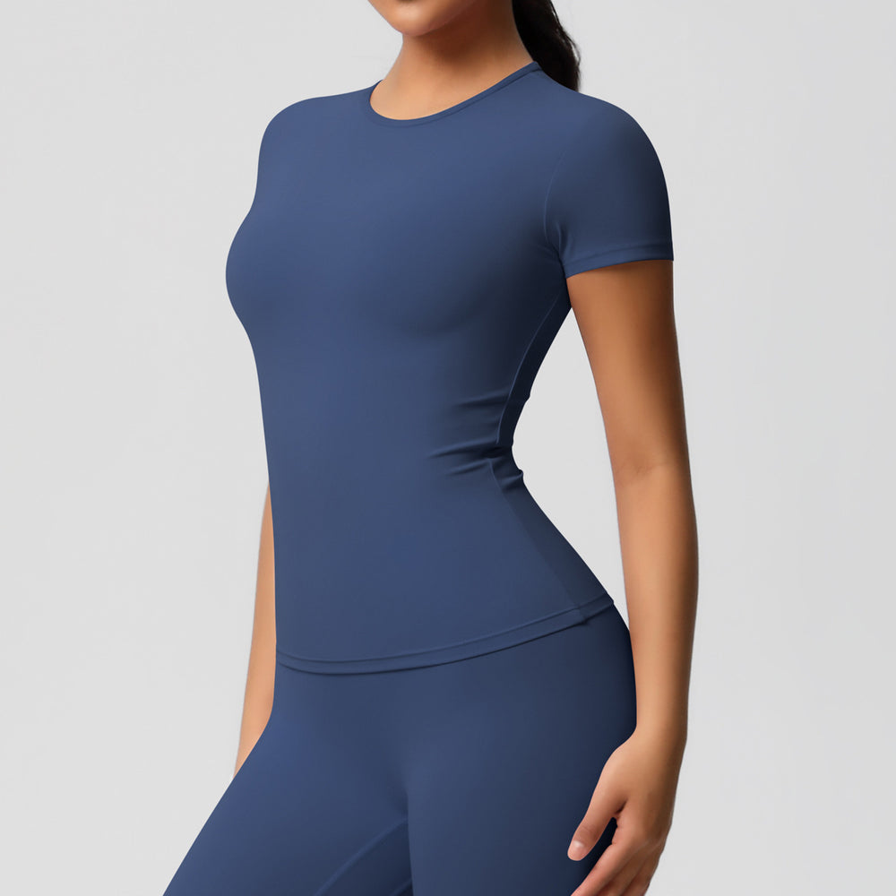 Ready-to-ship cross-border double-sided brushed, form-fitting, breathable solid color training yoga set, eight-piece athletic running fitness outfit for women