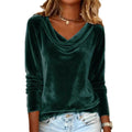 fashion women's solid color scoop neck long sleeve sexy velvet t-shirt - new arrivals for us & european cross-border  & independent stores