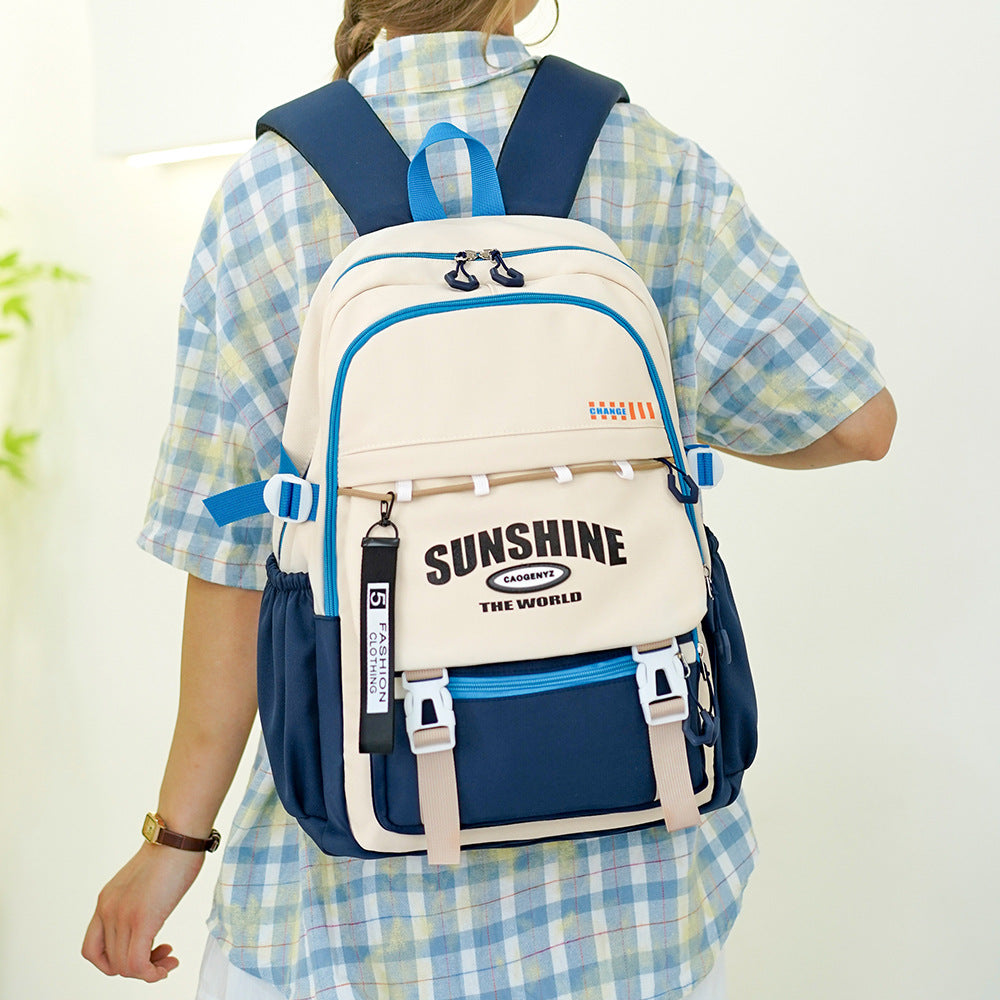 School bag male large capacity junior high school student high school student fashion trend simple backpack female style travel bag